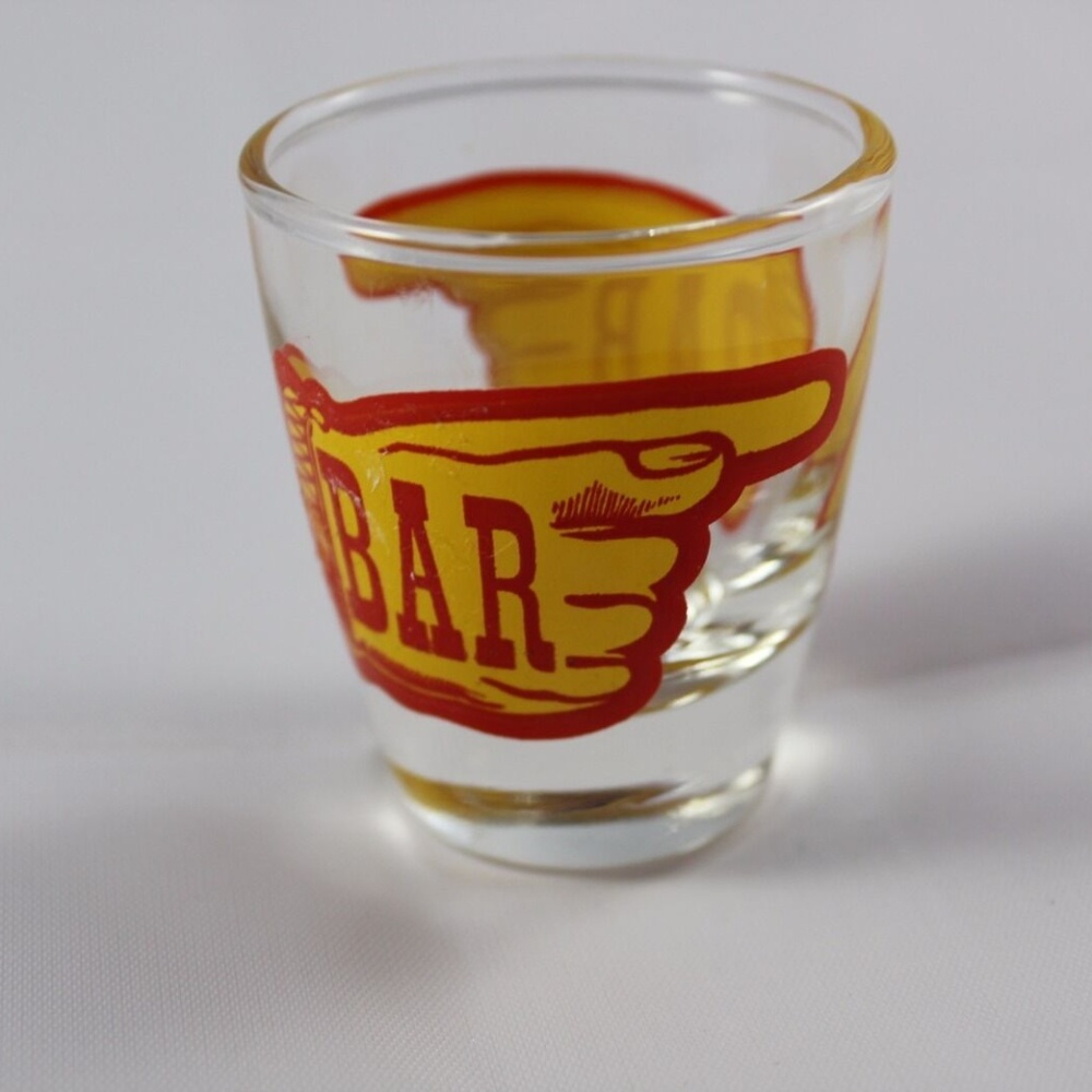 Shot glass Bar this Way novelty collectible